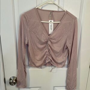 NWT Charming Long Sleeve Ruched Top - Pink